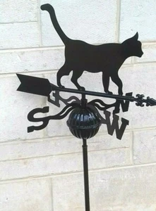 FRENCH style decorative weather vane BLACK walking cat GARDEN OUTDOOR NEW - Picture 1 of 5