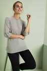 Women's Work Shirt Medium Casual Long John Roll Sleeve Tee Grey Marl Premier Top