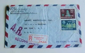 NETHERLANDS ANTILLES A.R. REGISTERED WILLEMSTAD 1969 COVER B/S NEW YORK - Picture 1 of 1