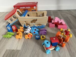 3 x Holzspielzeug,Aktivitätsspielzeug,Motorikspielzeug,Holz,Spielzeug,Zug,Tiere