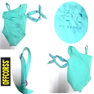 GIRLS 🆕🔥 Offcorss One Piece Swimsuit Top Bottom Bikini Green Baby Size 2T - Picture 1 of 13