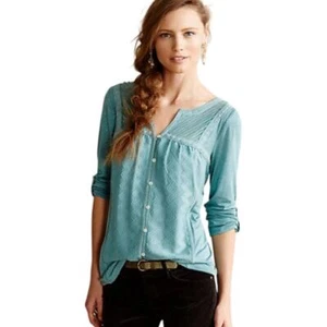 Anthropologie Meadow Rue Tavia Peasant Top Blue Bohemian - Size XXSP - Picture 1 of 11