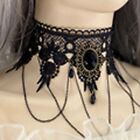 Schwarze Spitze Halskette Gothic Wassertropfen Kristall Quaste Halsketten Steampunk Mode