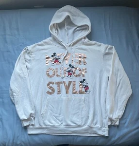 Disney Mickey Mouse Womens Ivory Hoodie Sweatshirt Long Sleeve Size 3XL - Picture 1 of 8