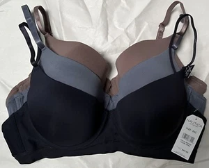 NWT NAUTICA SUPER SOFT LIGHT LIFT 1 BLACK 1 SLATE BLUE 1 TAN BRA NT9780 36C $64 - Picture 1 of 2