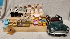 Calico Critters Lil Woodzeez Mixed Figure Family Toy Lot & Woody Convertible Car - Picture 1 of 18
