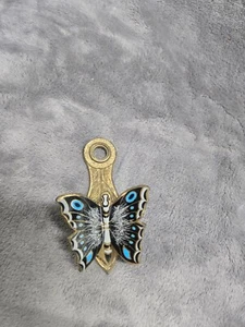 Vtg Mid-Century Allied Brass Blue Butterfly Hanging Clip ***44-20 - Picture 1 of 9
