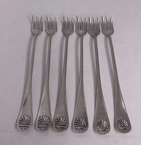 1900 Sultana Demitasse 6 Pickle Forks Silver Plate Wm A Rogers Extra Silver  - Afbeelding 1 van 6