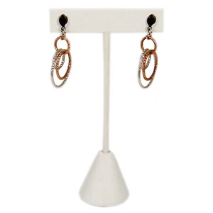White Faux Leather One Pair Earring Jewelry Display Holder Large T-Bar Stand USA - Picture 1 of 5