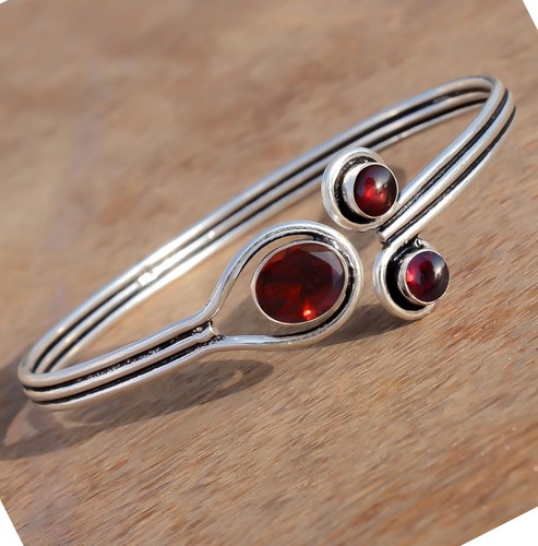 VALENTINO Bracciale argento sterling 925 pietra preziosa granato e granato sfaccettato regalo festival bracciale