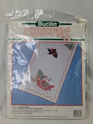 Bucilla Christmas To All A Good Night Tablerunner Cross Stitch Kit 82862 1990 - Image 1 of 4