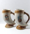 Vintage Horn Steins Canecas São Joaquim Artisanal Brazilian Porcelain Set Of 2