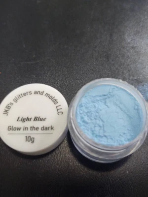 Bulk lot of 91 jars Light Blue Glow in the Dark Mica Powder 10 grams in a jar - Image 1 of 4