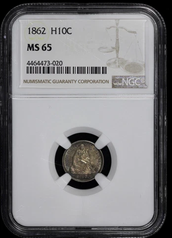 1862 Seated Liberty Half Dime H10c - NGC MS 65 Cover
