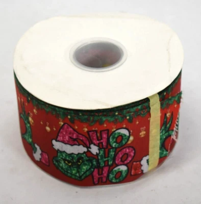 The Grinch Ribbon Red & Green 3" Wide 2" Thick Roll Grinch Christmas Ribbon - Image 1 of 4