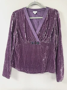 Blusa Babydoll Jill De Colección Terciopelo Púrpura Bordada Con Cuentas Boho Capricho Top - Imagen 1 de 8