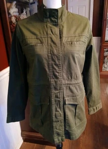 Chaqueta utilitaria Serra para mujer pequeña verde militar con bolsillos nueva sin etiquetas - Imagen 1 de 12