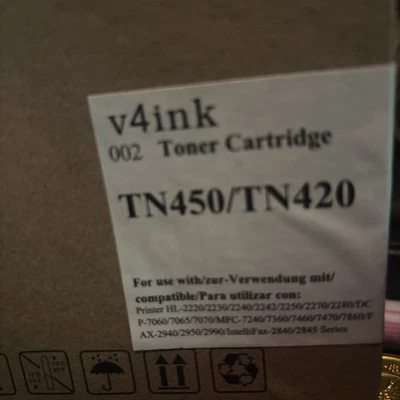 Cartucho de tóner negro V4Ink lote de 2 TN450/TN420 nuevo sellado Foto 1 de 3