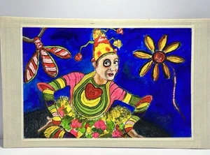 Signed Hedge 2005 Clown Painting, 15”x10”, Double Signed by Artist - Picture 1 of 10