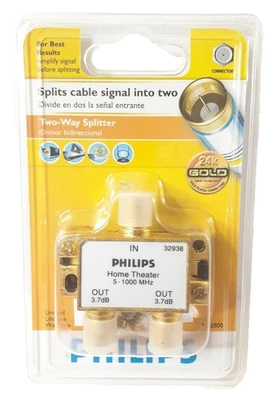 Philips Home Theater Two Way Splitter (M62800) 24K Gold Plated Connectors *NEW* - Image 1 of 3