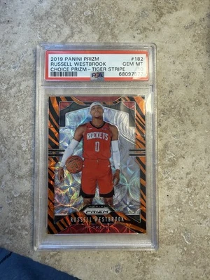 Panini Prizm Choice Tiger Strip Russel Westbrook #182 2019 PSA 10 Foto 1 de 3