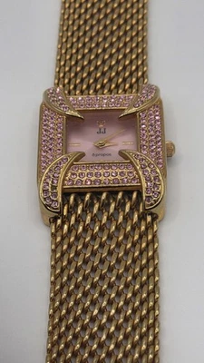 Reloj Pulsera Vintage Jules Jurgensen à propos Cristal Rosa Tono Oro Malla Foto 1 de 4