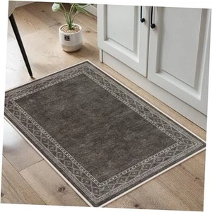 Modern Bordered Kitchen Rugs Non Slip Washable, 2x3 Rugs for Entryway Ultra - Picture 1 of 7