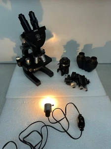 American Optical Spencer Black Microscope  with Objectives & Parts - Picture 1 of 15
