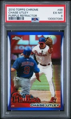 PSA 6 2010 TOPPS CHROME 86 CHASE UTLEY PURPLE REFRACTOR - Image 1 of 2