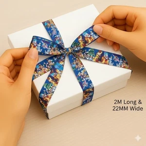 Cinta azul de personajes de Disney de Navidad 22 mm x 2 m - Artesanías festivas de grosgrain - Imagen 1 de 9