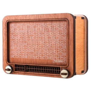 Contenedor de madera para dinero alcancía grande para niños con forma de radio tarro para monedas - Imagen 1 de 12