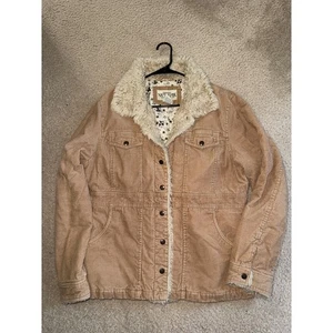 Vintage New York Classics Womens Corduroy Jacket Faux Fur Collar Lined Tan XL - Picture 1 of 4