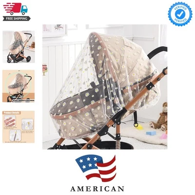 Lightweight Baby Stroller Mosquito Netting - Full Bug Protection in Daisy Print - Image 1 of 4
