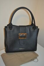 $1,695 Burberry MEDIUM Buckle Black Grainy Leather Satchel Tote Shoulder Bag 