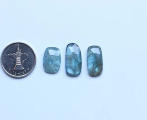 Kyanite Faceted Gemstone Natural Aqua Kyanite Rose Cut Faceted Cabs Lot 17TO22MM - Picture 1 of 5