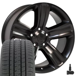 20" Rims Tires Fit Dodge RAM Satin Black Wheels Bridgestone Tires 2453 - Picture 1 of 5