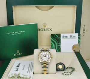 ROLEX - Ladies 18kt Gold & SS DateJust 28 Silver Roman Dial 279173 - SANT BLANC - Picture 1 of 9