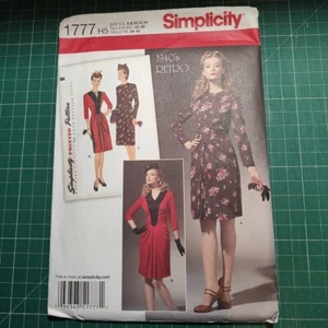 Simplicity 1777 Sewing Pattern Size 6-14 40's Style Dress - Picture 1 of 3
