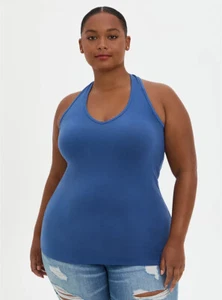 BNWT Torrid Plus Size 4 (26) Navy Blue Foxy Halter Top Cotton Spandex - Picture 1 of 8