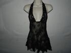 Victorias Secret S Small black lace halter top babydoll lingerie nightgown