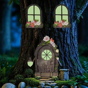 Fairy Door and Windows for Tree, Glow in the Dark Fairy Garden Miniature Accesso - Picture 1 of 12