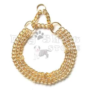 Dog show Martingale Collar Choker necklace Gold plated Tripple Chain solid metal - Picture 1 of 10