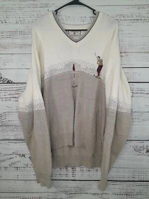 Vintage Pinnacle Sweater Mens XXL Beige White Pullover Golf Embroidered USA - Image 1 of 4