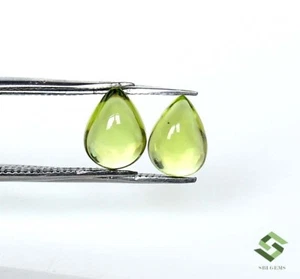 8x6 MM Naturale Peridoto Pera Cabochon Paio 2.73 Cts Loose Certificato Gemme - Picture 1 of 8