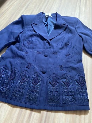 全新带标签串珠刺绣西装外套正式 Justin Taylor 蓝色 18 — 第 1/3 张图片