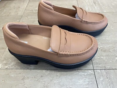 Fitflop UK 5 Pilar Leather Platform Loafers/ Moccassin Latte Tan Sandals  - image 1 of 4