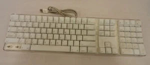 Original Apple A1048 Wired USB Keyboard - White/Clear - Missing 2 Key Covers - Bild 1 von 8