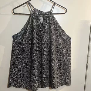 Perfect Peach Sleeveless Halter Top Sz XL Black White - Picture 1 of 7