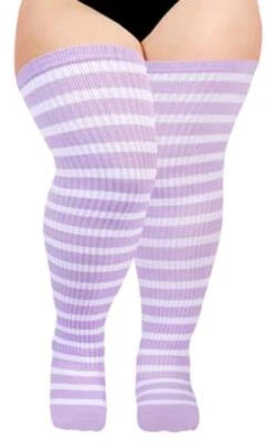 Plus Size Thigh High Socks for Women Knit Cotton Extra Long Halloween Over  - Image 1 of 4