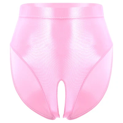 DE iEFiEL Damen Glanz Unterwäsche Slip Offen im Schritt Hohe Taille String Tanga - Bild 1 von 4